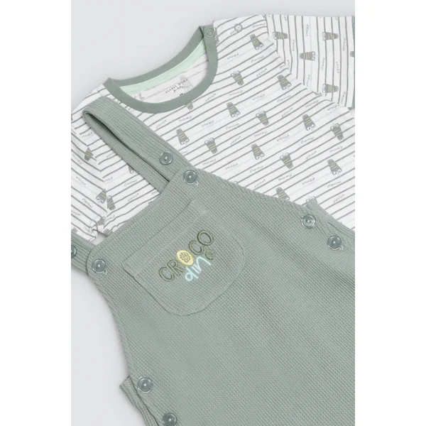 Ensemble t-shirt manches courtes et salopette bébé Crocodino