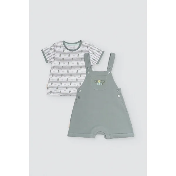 Ensemble t-shirt manches courtes et salopette bébé Crocodino