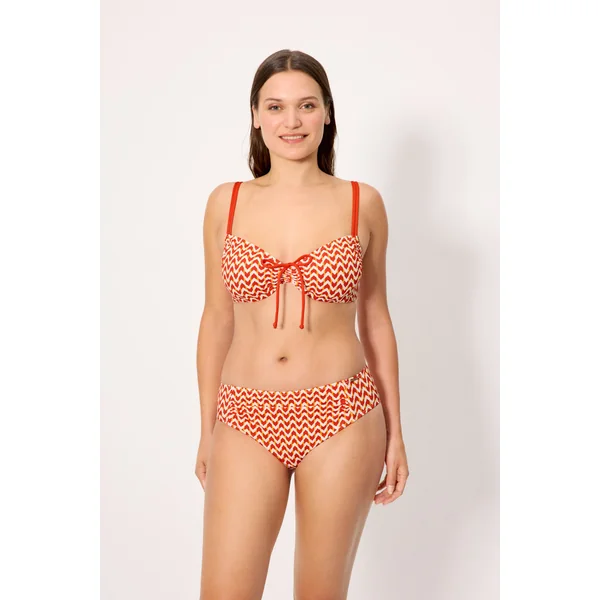 Haut de bikini amincissant en micropiqué imprimé corail, bonnet D
