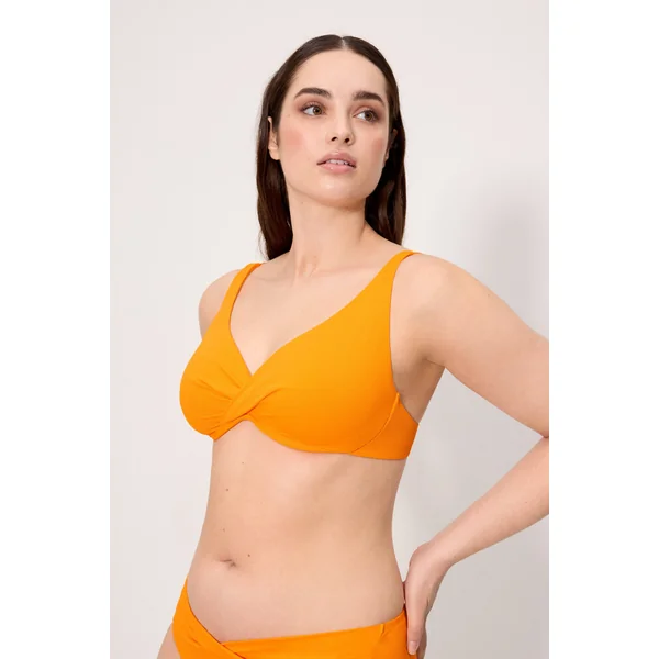 Haut de bikini amincissant en micropiqué jaune, bonnet C