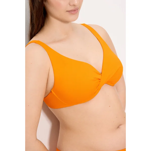 Haut de bikini amincissant en micropiqué jaune, bonnet C