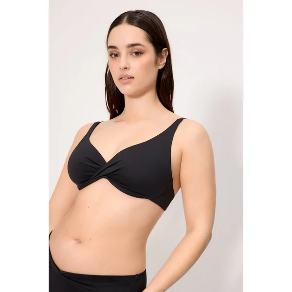 Haut de bikini amincissant en micropiqué noir, bonnet C
