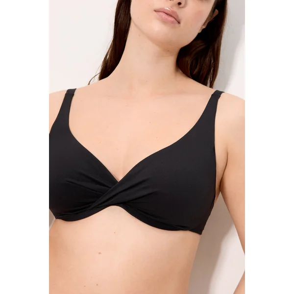 Haut de bikini amincissant en micropiqué noir, bonnet C