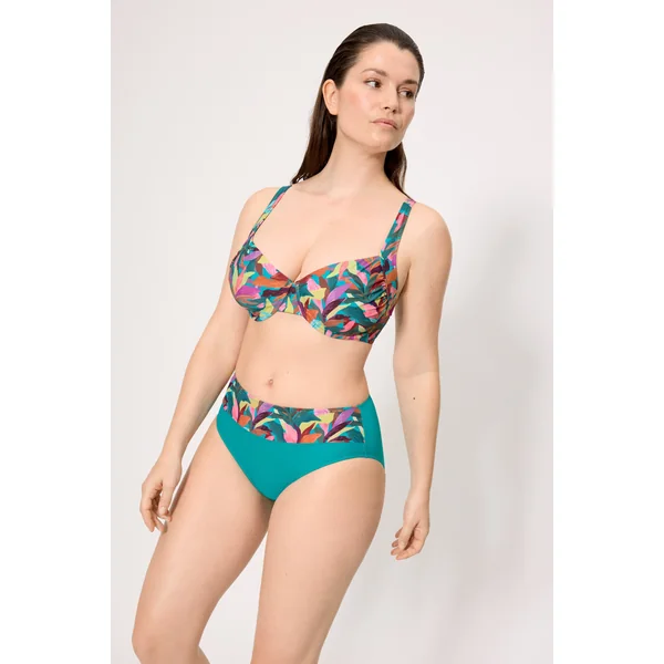 Haut de bikini amincissant à imprimé feuilles, bonnets D et E