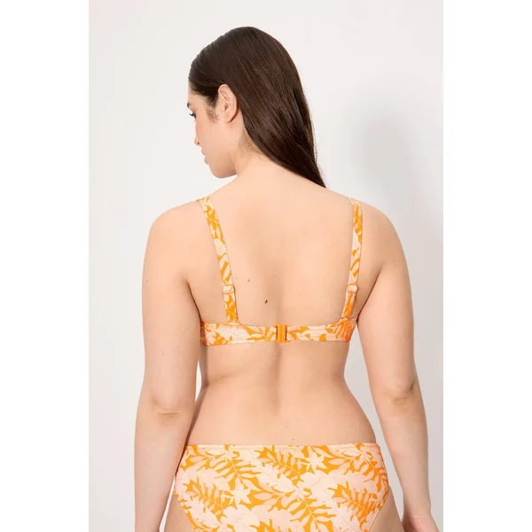 Haut de bikini amincissant à motif de feuilles en micropiqué jaune, bonnet C
