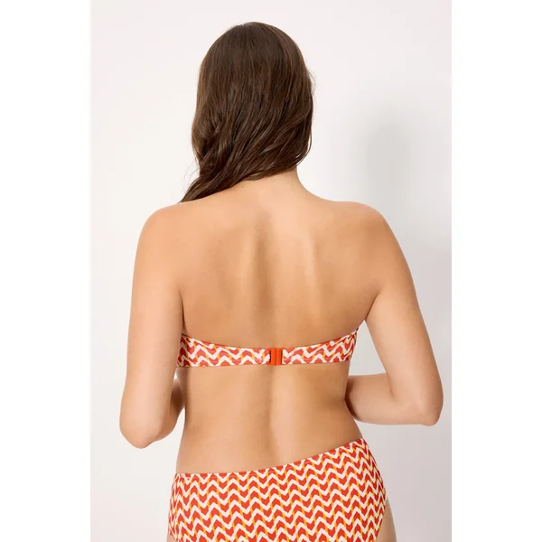 Haut de bikini bandeau en micropiqué imprimé corail, bonnets C et D