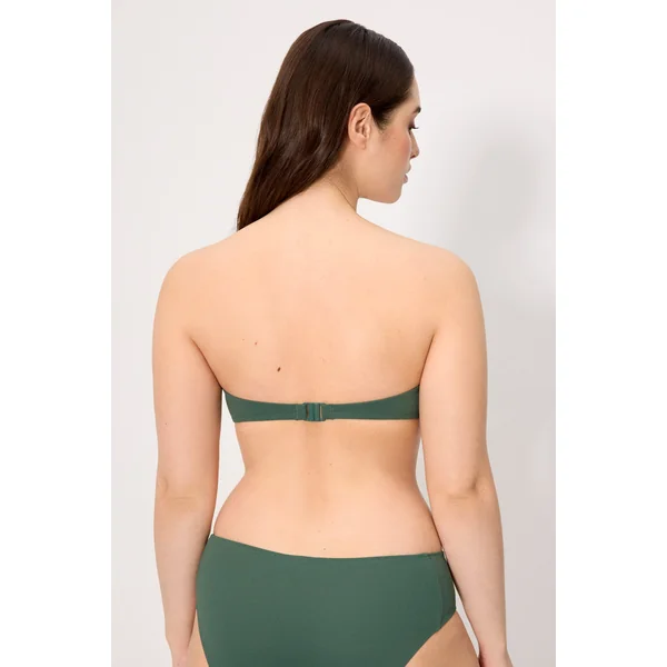 Haut de bikini bandeau en micropiqué vert bouteille bonnet C
