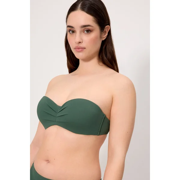 Haut de bikini bandeau en micropiqué vert bouteille bonnet C