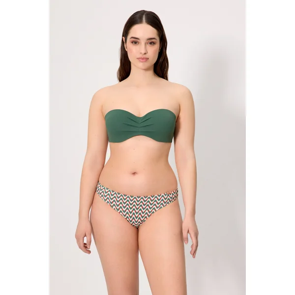 Haut de bikini bandeau en micropiqué vert bouteille bonnet C
