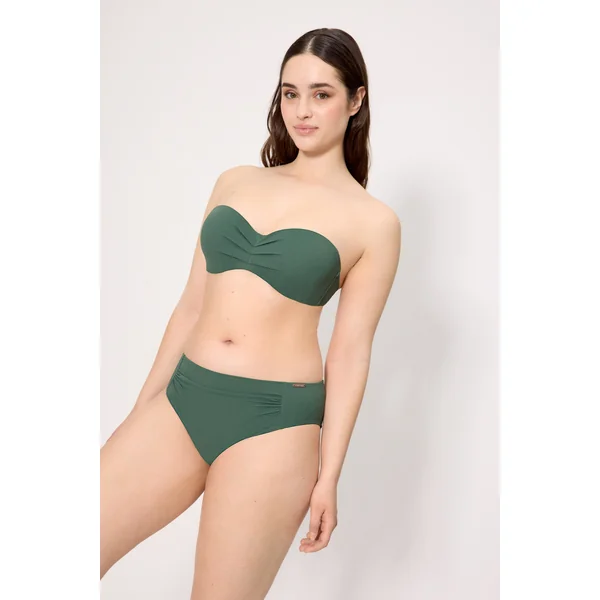 Haut de bikini bandeau en micropiqué vert bouteille bonnet C