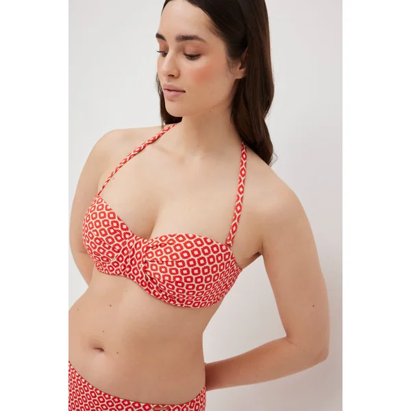 Haut de bikini bandeau imprimé piqué bonnet C