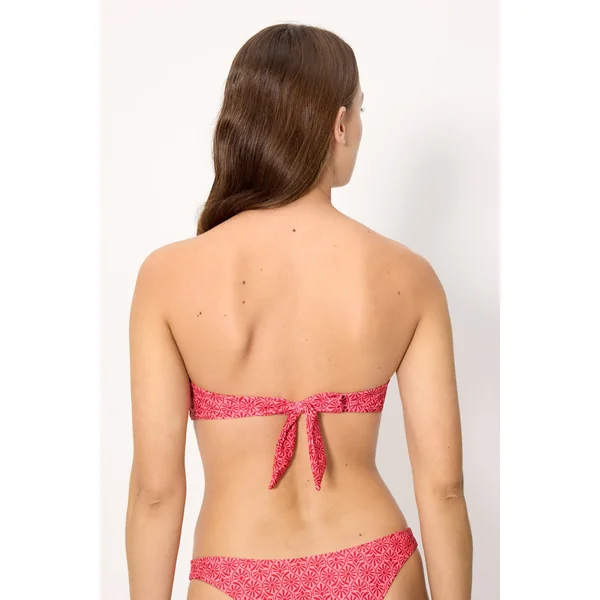Haut de bikini bandeau push-up à fleurs roses et rouges, bonnet B