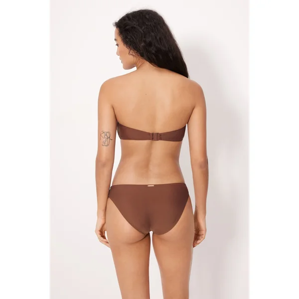 Haut de bikini bandeau rembourré marron sans armatures
