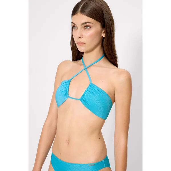 Haut de bikini bleu pailleté, bonnet B