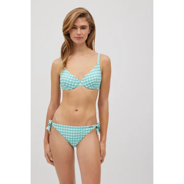 Haut de bikini classique vichy texture bleu clair