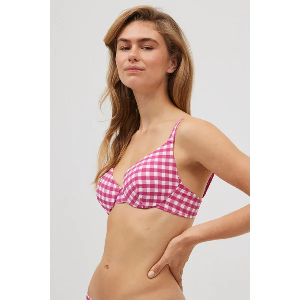 Haut de bikini classique vichy texture rose