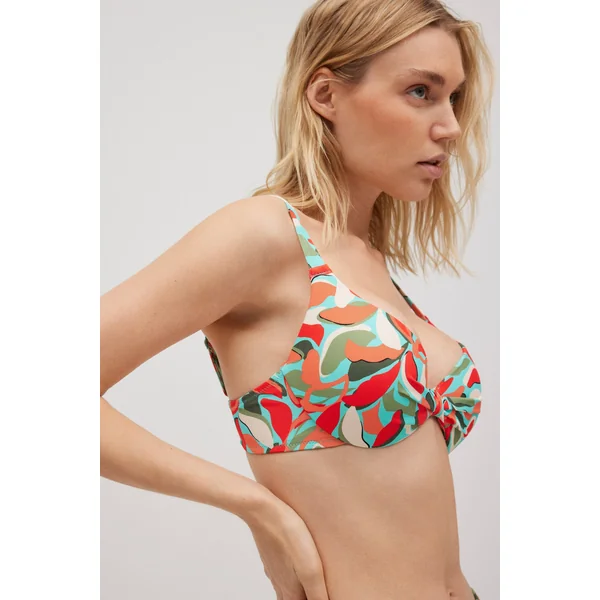 Haut de bikini classique à armatures micropiqué imprimé tropical bonnet C