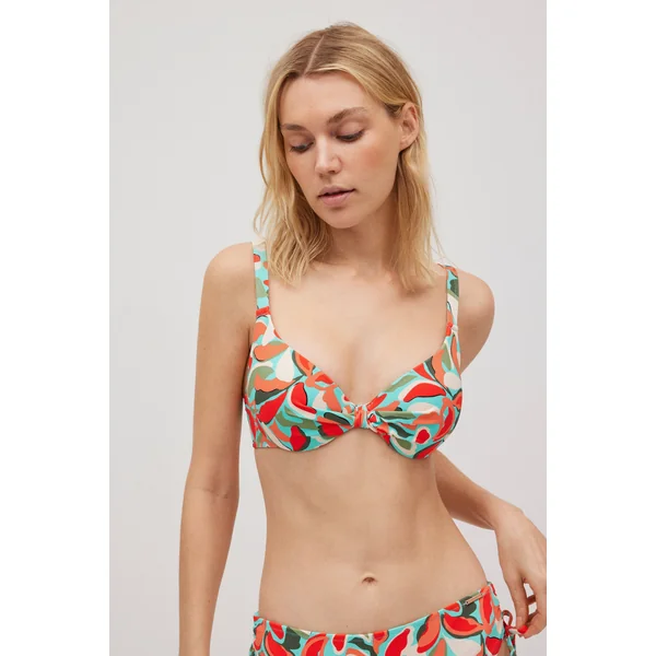Haut de bikini classique à armatures micropiqué imprimé tropical bonnet C