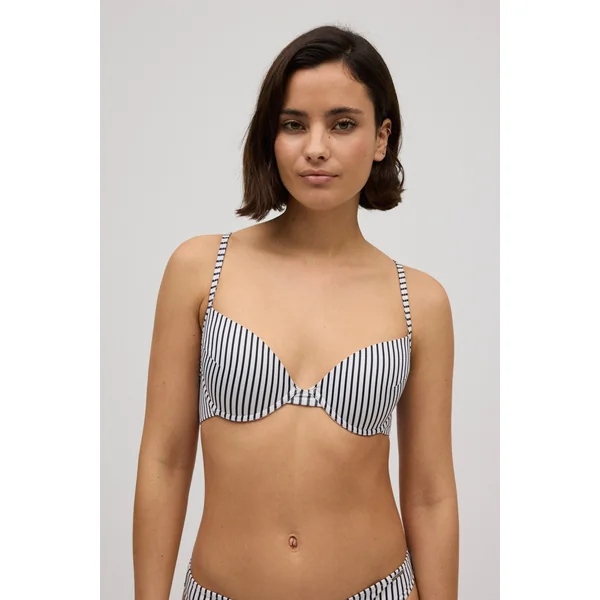 Haut de bikini classique à armatures rayé noir et blanc
