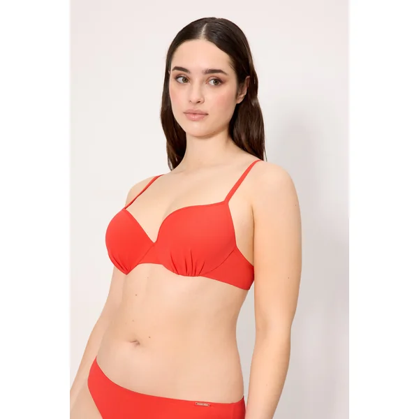 Haut de bikini en micropiqué corail, bonnet C