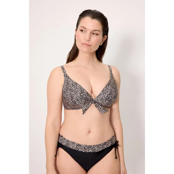 Haut de bikini imprimé minimisant à paillettes, bonnet D
