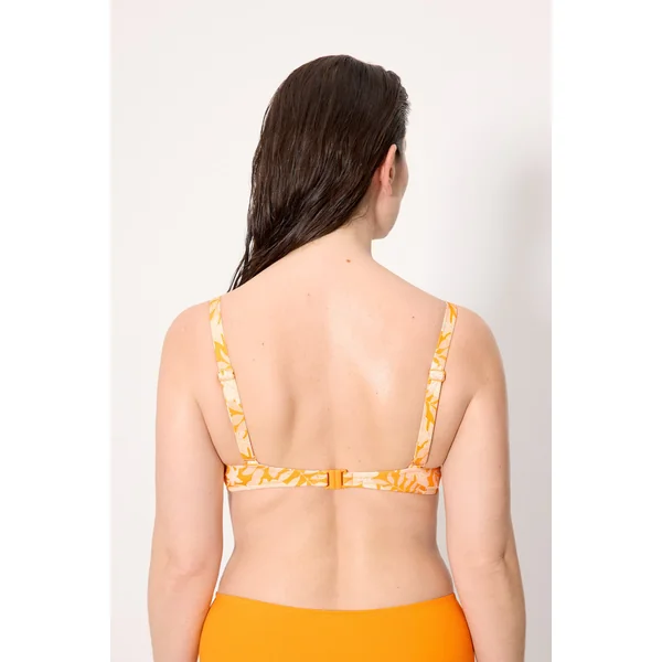 Haut de bikini jaune en micropiqué à motif de feuilles, bonnets C et D