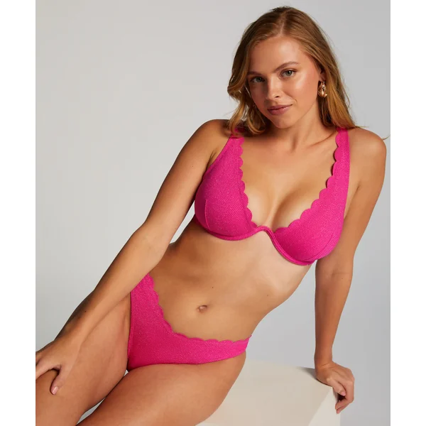 Haut de bikini Lurex Scallop - Rose