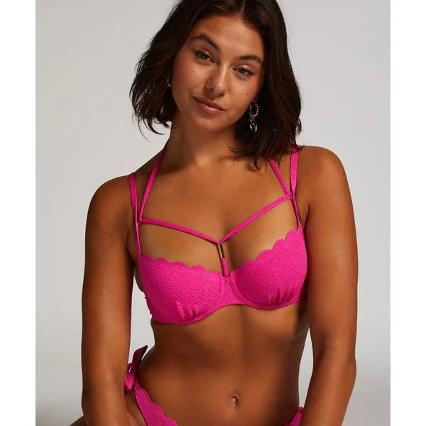 Haut de bikini Lurex Scallop - Rose