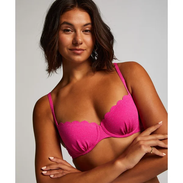 Haut de bikini Lurex Scallop - Rose