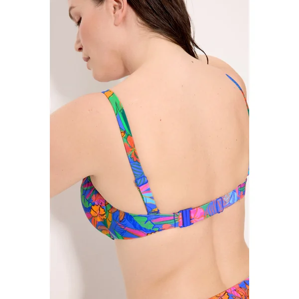 Haut de bikini minimaliste à imprimé tropical avec armatures réglables, bonnets C et D