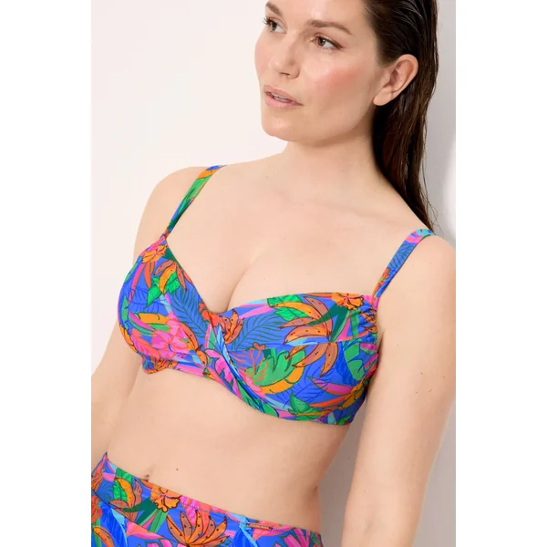 Haut de bikini minimaliste à imprimé tropical avec armatures réglables, bonnets C et D
