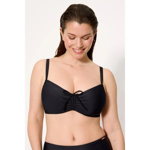 Haut de bikini noir amincissant, bonnets D et E