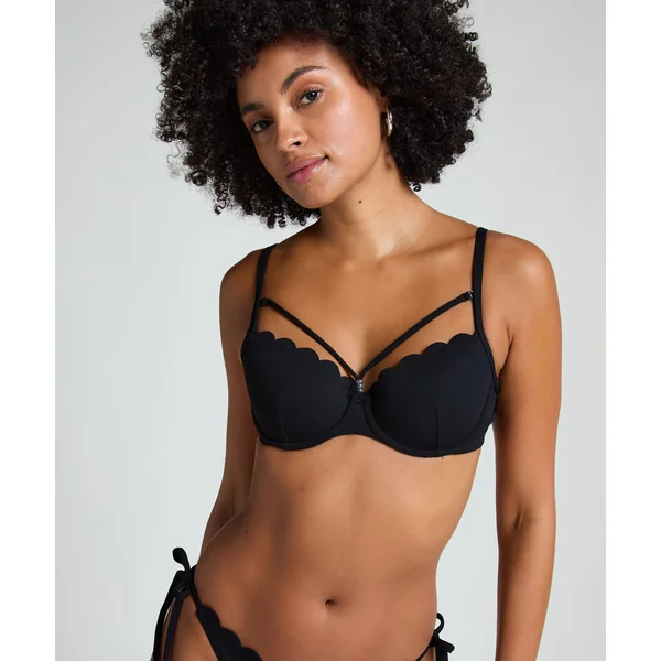 Haut de bikini préformé à armatures Scallop - Noir