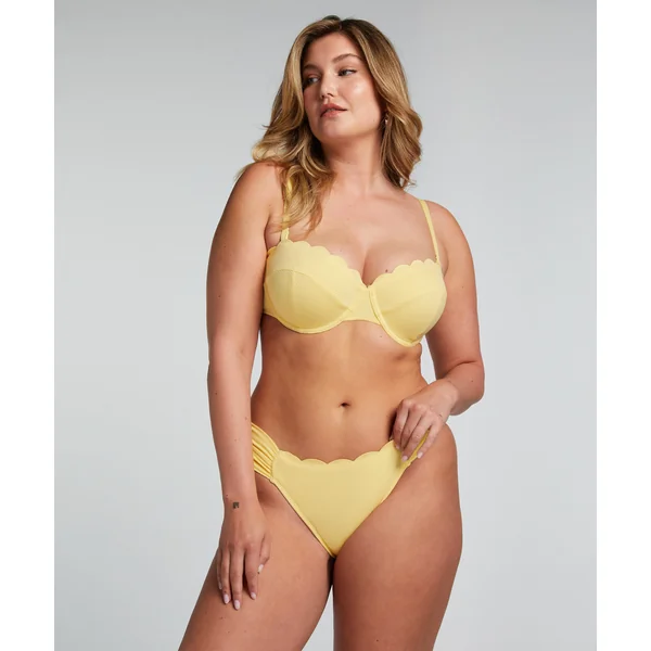 Haut de bikini sans bretelles préformé à armatures Scallop Taille E + - Jaune