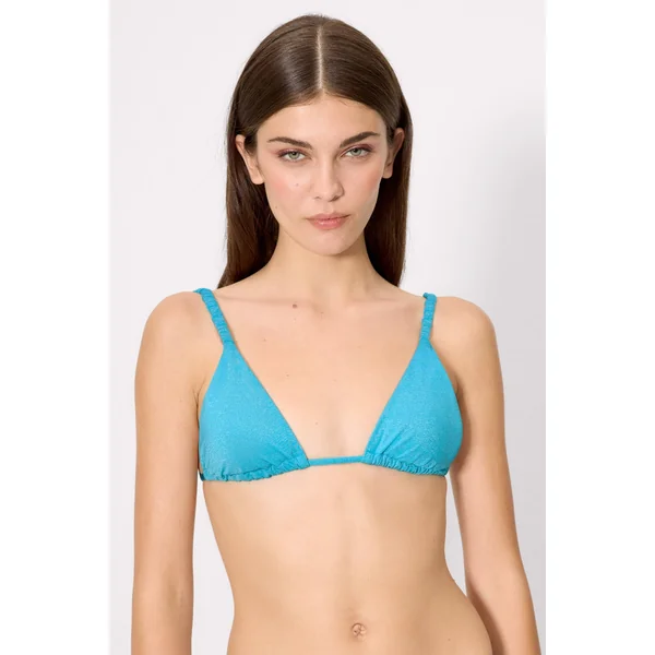 Haut de bikini triangle bleu pailleté, bonnet B