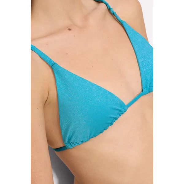 Haut de bikini triangle bleu pailleté, bonnet B