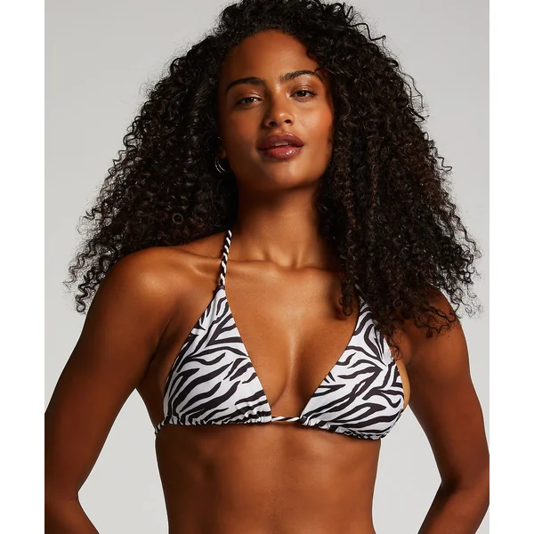 Haut de bikini triangle Doha Zèbre - Blanc