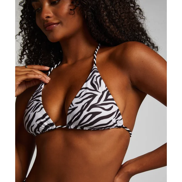 Haut de bikini triangle Doha Zèbre - Blanc