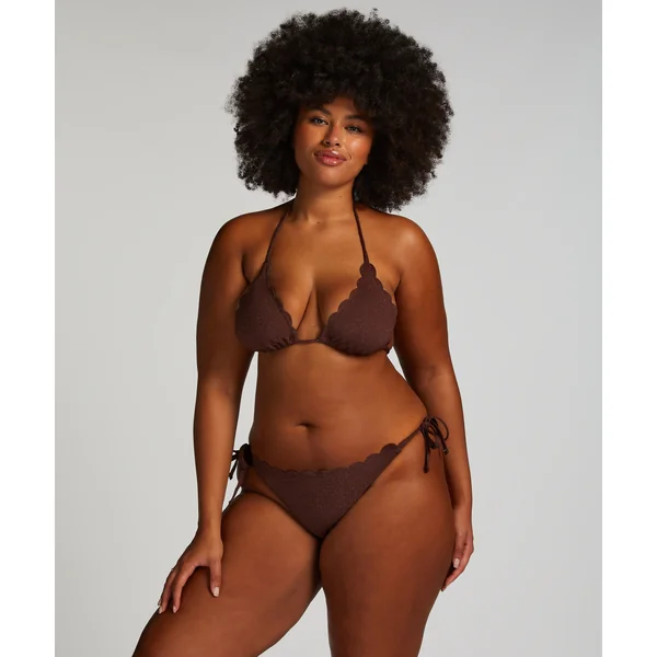 Haut de bikini triangle Scallop Lurex - Marron