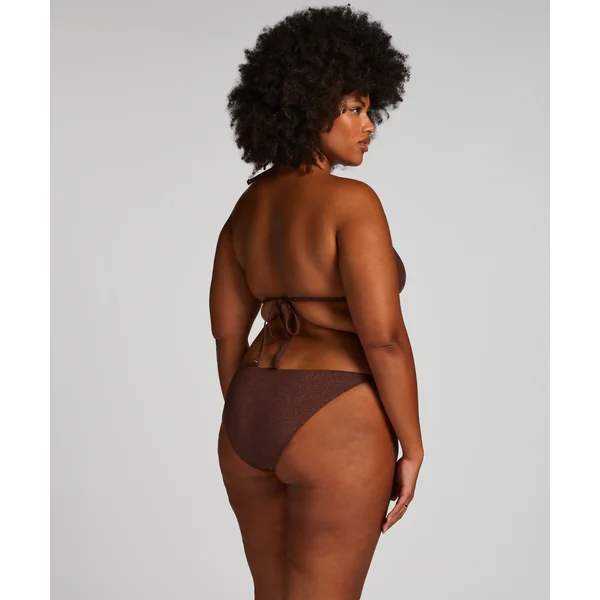 Haut de bikini triangle Scallop Lurex - Marron