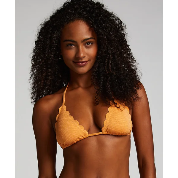 Haut de bikini triangle Scallop Lurex - Orange