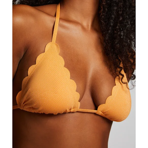 Haut de bikini triangle Scallop Lurex - Orange