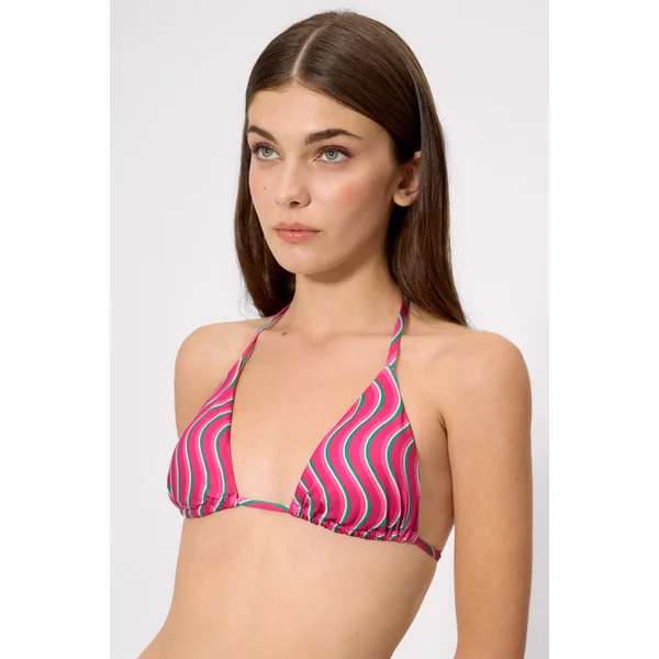 Haut de bikini triangle à imprimé vagues, bonnet B