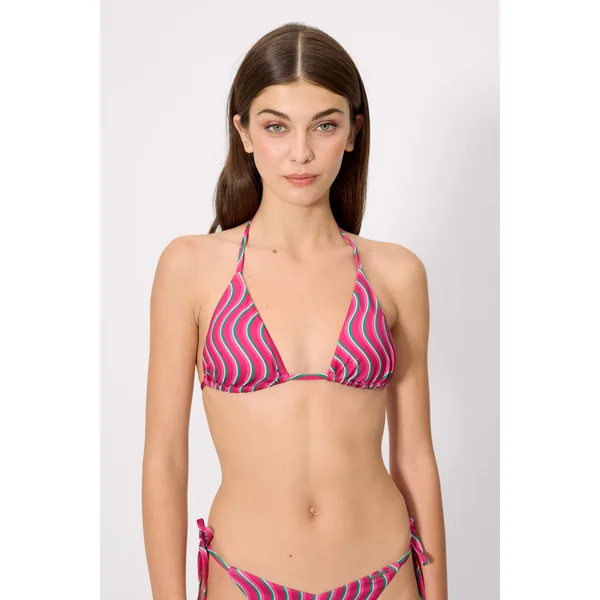 Haut de bikini triangle à imprimé vagues, bonnet B