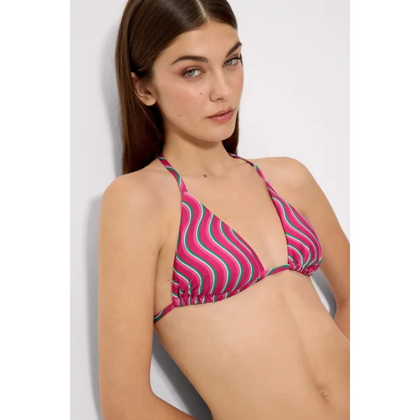 Haut de bikini triangle à imprimé vagues, bonnet B