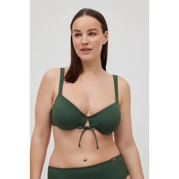 Haut de maillot de bain amincissant micropiqué vert foncé bonnet D