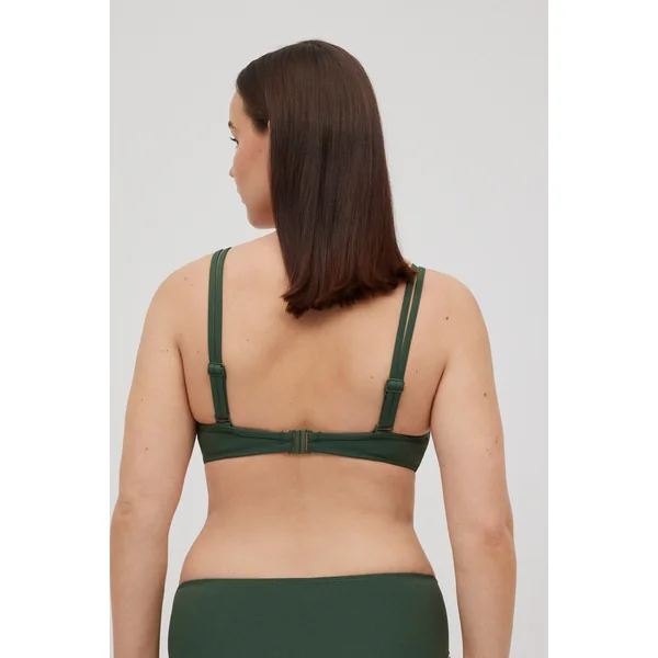 Haut de maillot de bain amincissant micropiqué vert foncé bonnet D