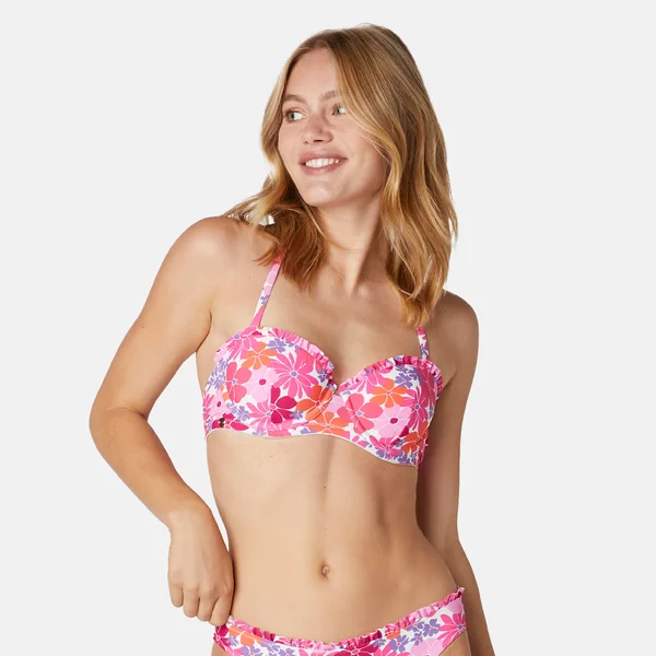 Haut de maillot de bain balconnet rose Fouta