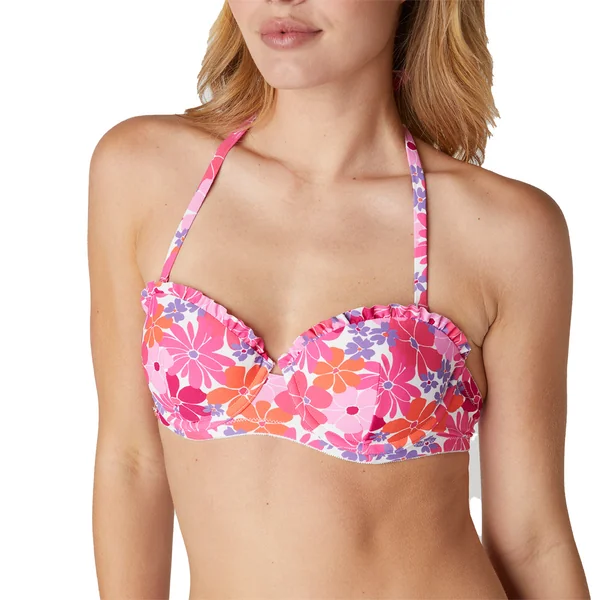 Haut de maillot de bain balconnet rose Fouta
