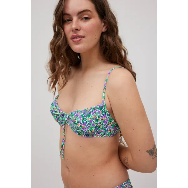 Haut de maillot de bain balconnet sans rembourrage imprimé micropiqué bonnet C